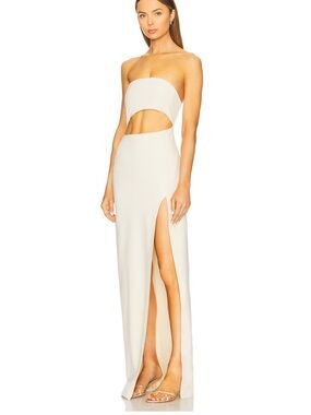 camila coelho kimber maxi dress Camila Coelho Brown Jersey Mesh Plunge Neck Kimber Maxi Dress XS